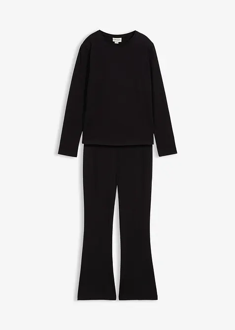 Triko s dlouhým rukávem a žerzejové kalhoty (2dílná souprava), bonprix