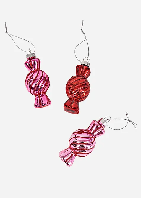 Vánoční koule ve tvaru bonbonu (3 ks v balení), bonprix