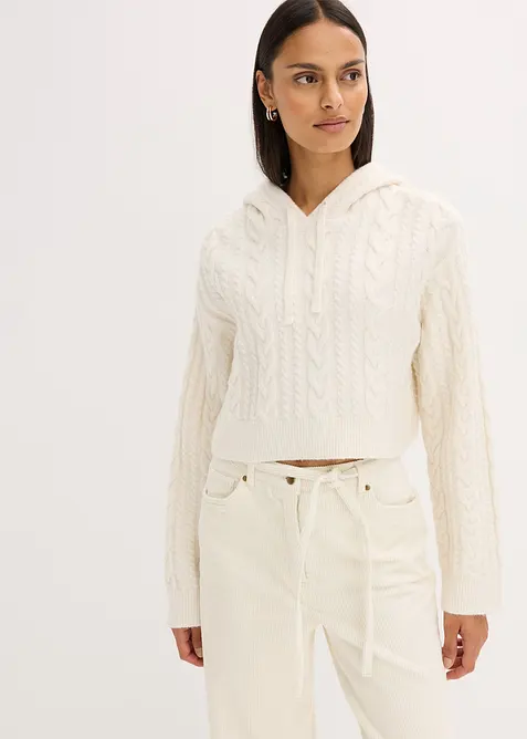 Svetr ze silnější pleteniny, s kapucí, bonprix