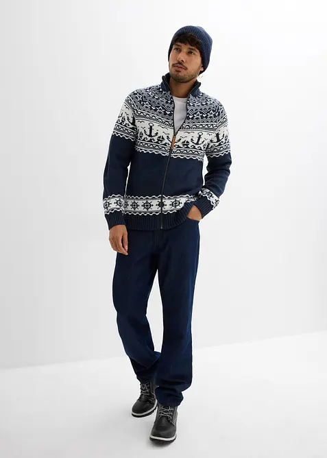 Propínací svetr s námořnickým norským vzorem, bonprix