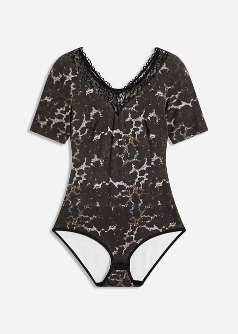 Body s polovičními rukávy, z modalu s krajkou, bonprix