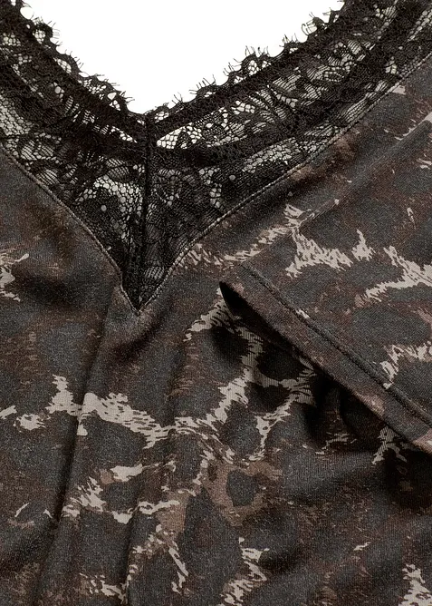 Body s polovičními rukávy, z modalu s krajkou, bonprix