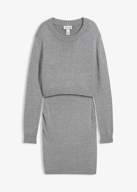 2dílná těhotenská souprava tvořená svetrem a sukní, z bavlny se třpytivou přízí, bonprix