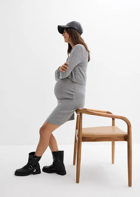 2dílná těhotenská souprava tvořená svetrem a sukní, z bavlny se třpytivou přízí, bonprix