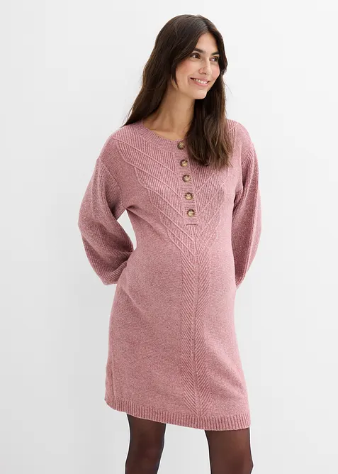Těhotenské  a kojicí pletené šaty s dlouhou knoflíkovou lištou, bonprix