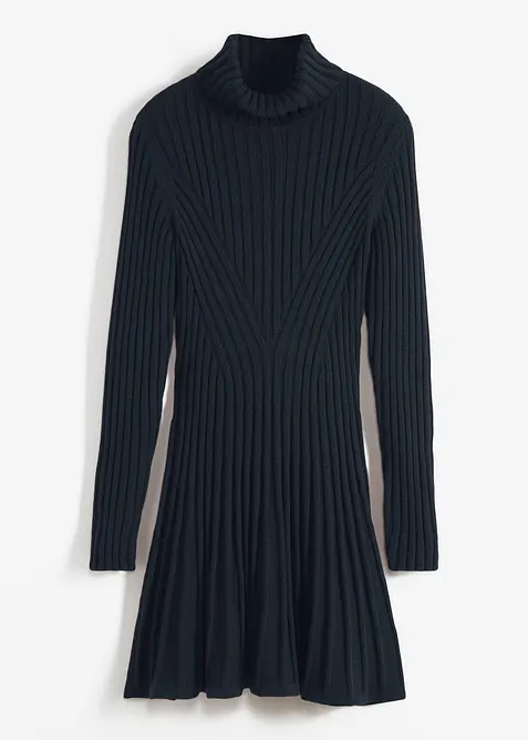 Pletené šaty s rolákovým límcem, bonprix