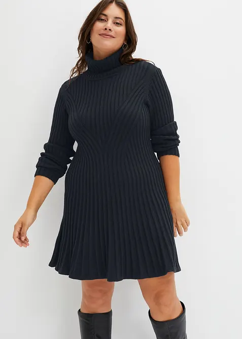 Pletené šaty s rolákovým límcem, bonprix