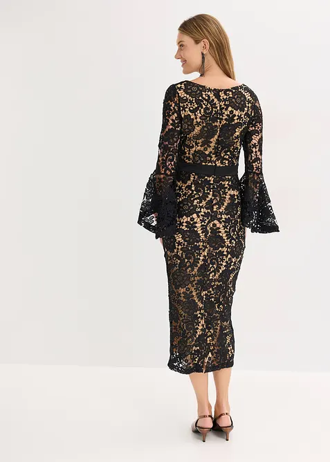 Krajkové šaty se saténovou vsakou, bonprix