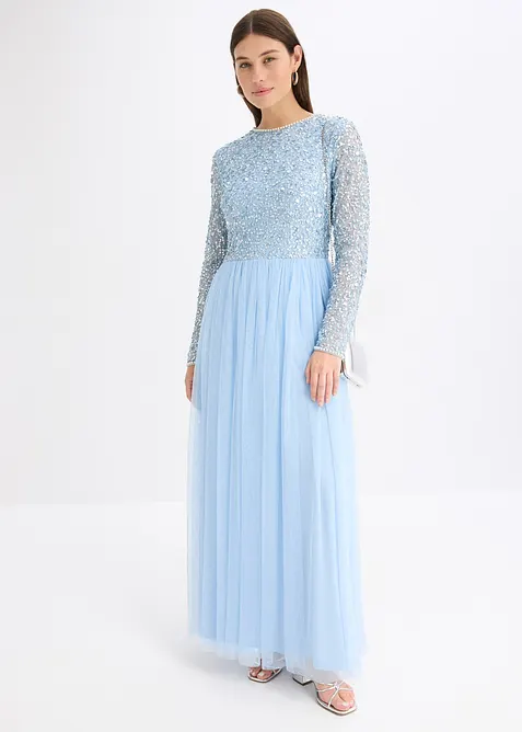 Maxi šaty s výšivkou s flitry, bonprix