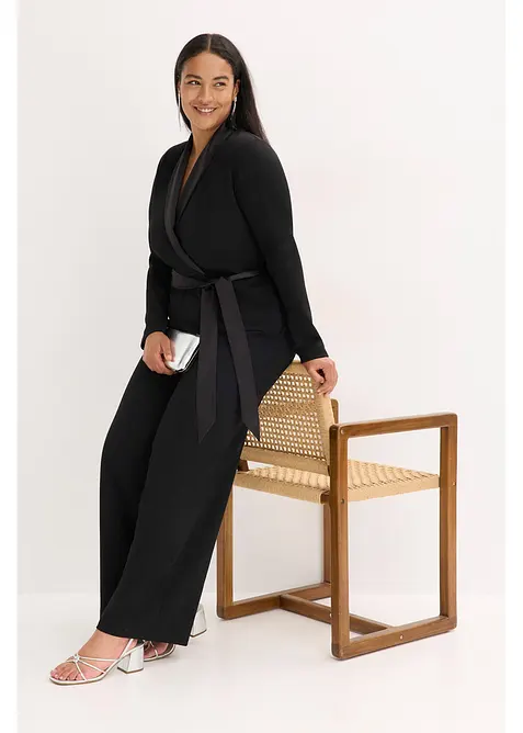 Overal ze strukturovan&eacute;ho krepu, se sat&eacute;novou vsadkou, bonprix