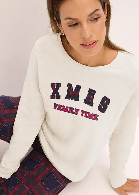 Pyžamo s flanelovými kalhotami a dárkovou taškou, bonprix