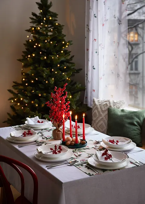 Běhoun na stůl s potiskem větvičky jedle, bonprix