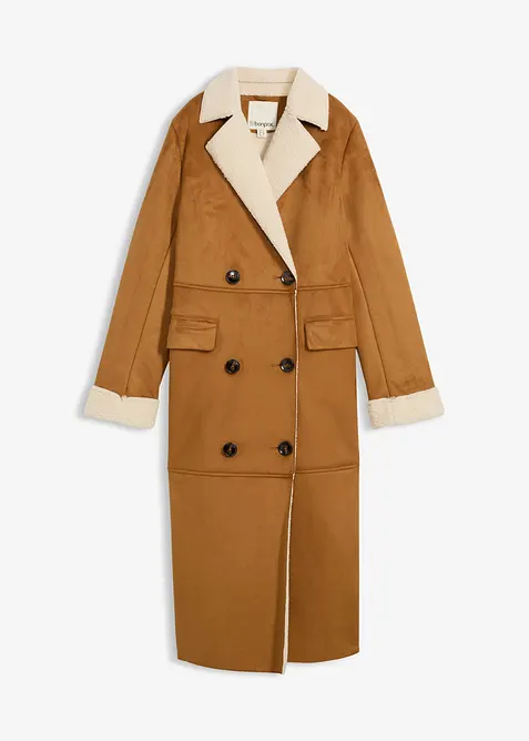 Kabát z umělé kůže, s hřejivou plyšovou podšívkou, bonprix