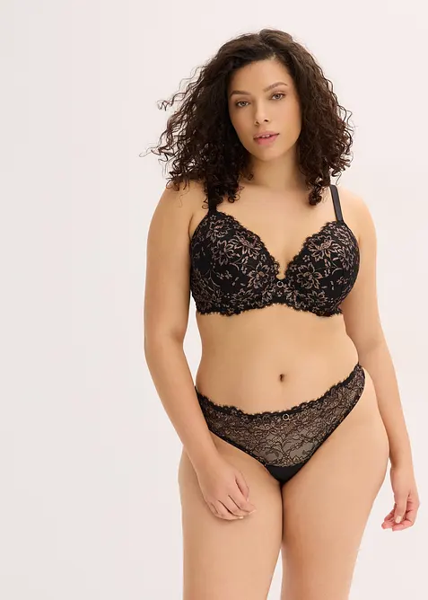 Kalhotky tanga s třpytivou př&iacute;z&iacute;, bonprix