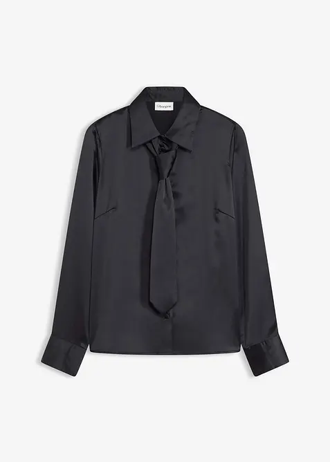 Saténová halenka s odnímatelnou kravatou (2dílná souprava), bonprix