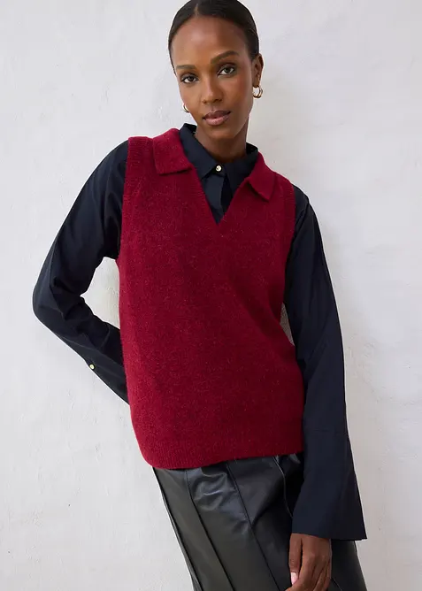 Svetr bez ruk&aacute;vů s vlnou alpaka, bonprix