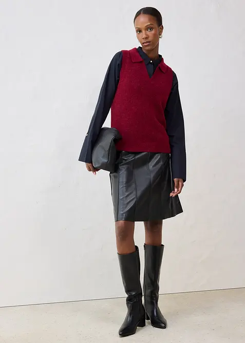 Svetr bez ruk&aacute;vů s vlnou alpaka, bonprix