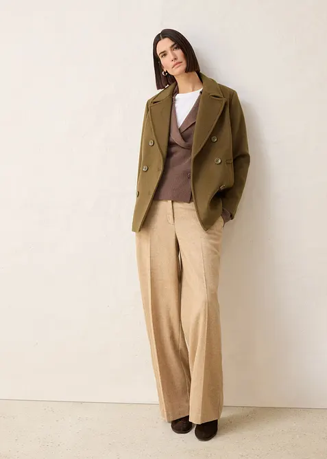 Svetr na zapínání s podílem vlny, bonprix