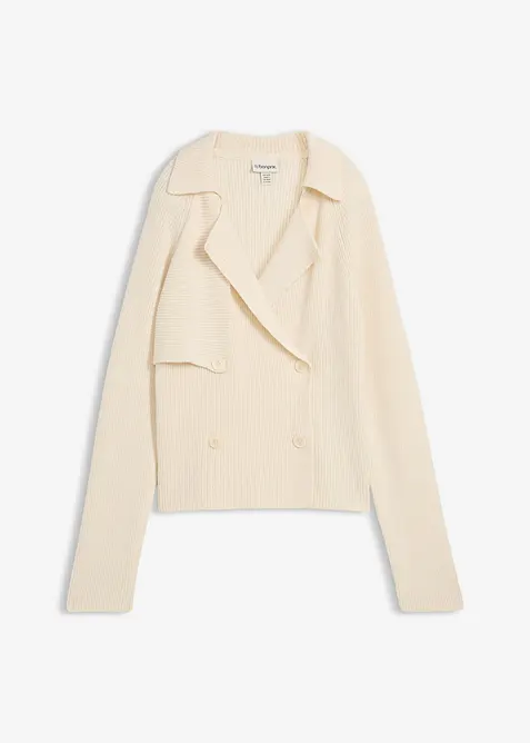 Svetr na zapínání s podílem vlny, bonprix