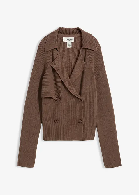 Svetr na zapínání s podílem vlny, bonprix