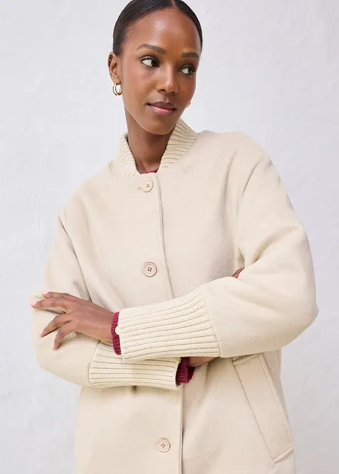 Vlněn&yacute; kab&aacute;t s pletenou aplikac&iacute;, bonprix