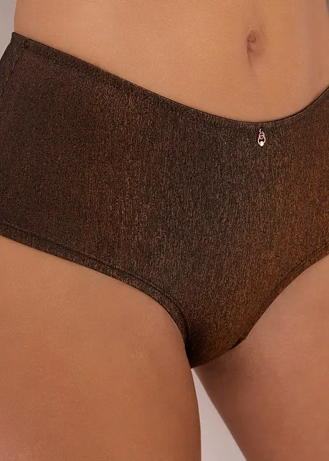 Maxi brazilsk&eacute; kalhotky z třpytiv&eacute;ho materi&aacute;lu, bonprix