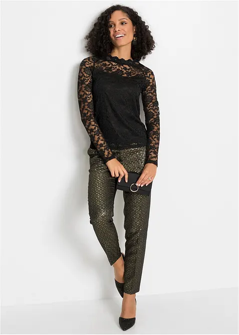 Krajkové tričko s dlouhým rukávem, bonprix