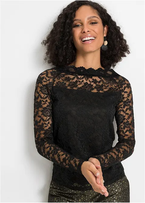 Krajkové tričko s dlouhým rukávem, bonprix