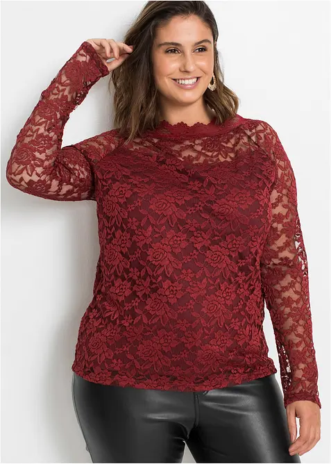 Krajkové tričko s dlouhým rukávem, bonprix