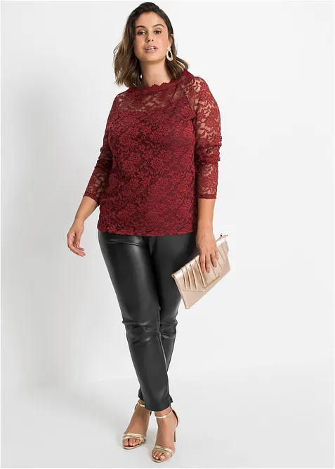 Krajkové tričko s dlouhým rukávem, bonprix