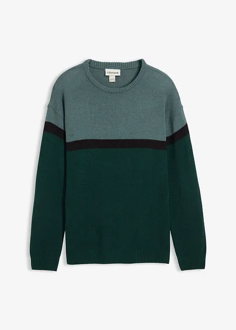 Svetr s kulatým výstřihem, snadná údržba, barevné bloky, bonprix