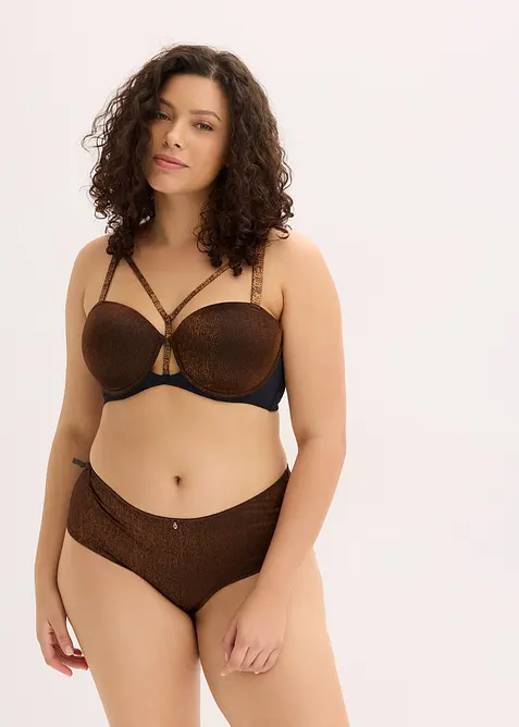 Maxi brazilsk&eacute; kalhotky z třpytiv&eacute;ho materi&aacute;lu, bonprix