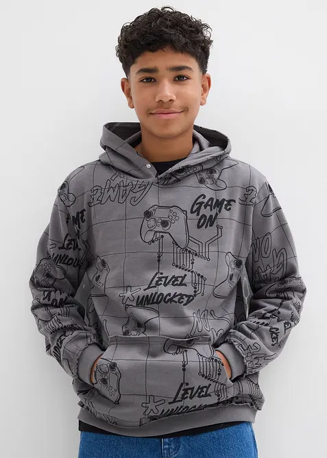 Mikina s kapucí, z měkké bavlněné směsi, bonprix