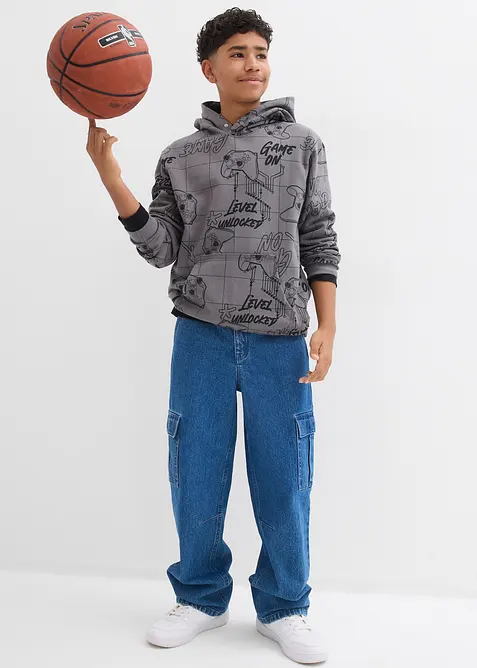 Mikina s kapucí, z měkké bavlněné směsi, bonprix