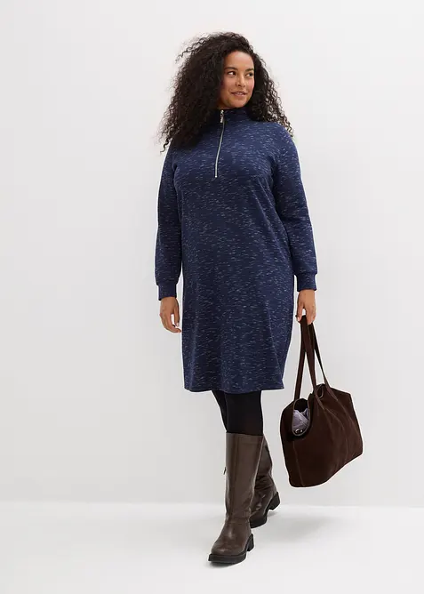 Mikinové šaty s límečkem na zip, bonprix