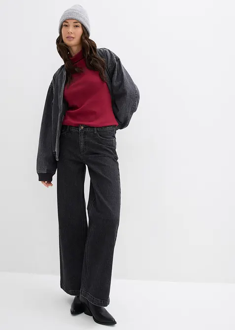 Džíny Wide Leg, Mid Waist, plná délka, bonprix