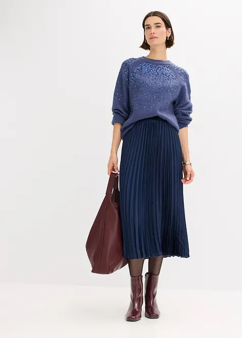 Plisovaná sukně z jemného saténu, bonprix