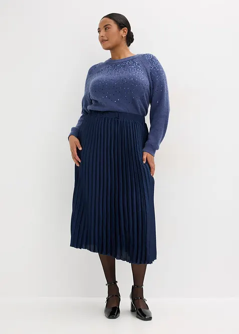 Plisovaná sukně z jemného saténu, bonprix