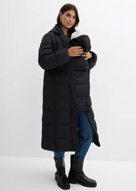 Hřejivý těhotenský kabát s nabíranými rukávy a vsadkou na nošení 2 v 1, bonprix