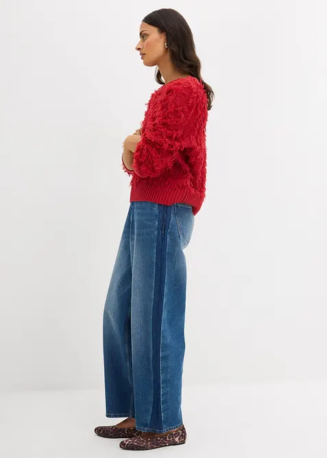 Svetr ze silnější pleteniny, s třásněmi, bonprix