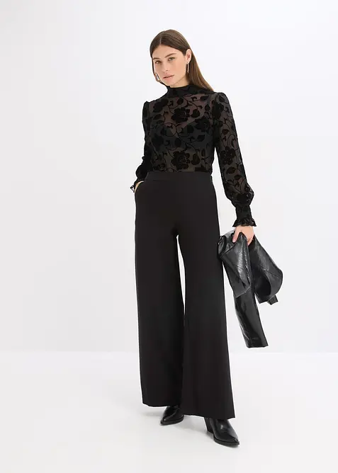 Triko s dlouh&yacute;m ruk&aacute;vem, lehce průhledn&eacute;, bonprix