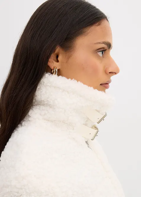 Bunda z uměl&eacute; kože&scaron;iny z ply&scaron;ov&eacute;ho fl&iacute;su, bonprix