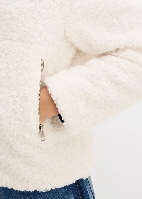 Bunda z uměl&eacute; kože&scaron;iny z ply&scaron;ov&eacute;ho fl&iacute;su, bonprix