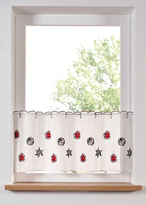 Vitrážková záclona s vánoční výšivkou, bonprix