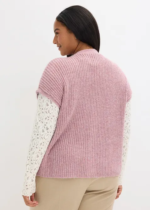 Pletená vesta s ozdobnými knoflíky a podílem vlny, bonprix