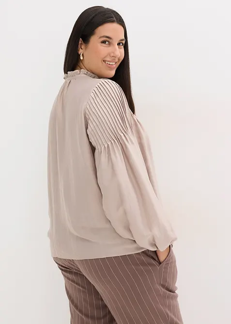 Tunikov&aacute; halenka z leskl&eacute;ho sat&eacute;nu, se s&aacute;mky, bonprix