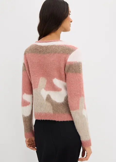 Vzorovaný pletený kabátek s knoflíkovou lištou, bonprix