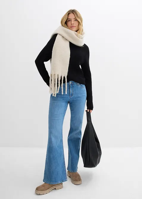 Svetr z žebrované pleteniny z čisté organické bavlny, bonprix