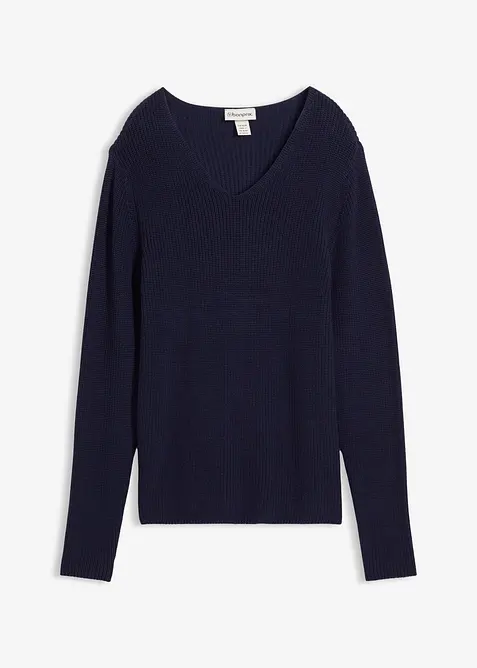 Svetr z žebrovan&eacute; pleteniny z čist&eacute; organick&eacute; bavlny, bonprix