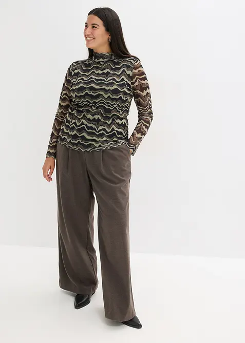 Tričko s dlouh&yacute;m ruk&aacute;vem z jemn&eacute; s&iacute;ťoviny, bonprix